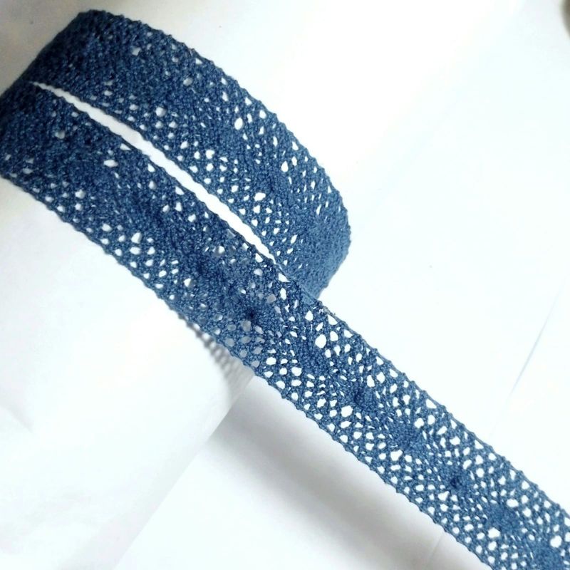 PER METER RENDA KATUN RAJUT LEBAR 2,8 CM WARNA BIRU DENIM