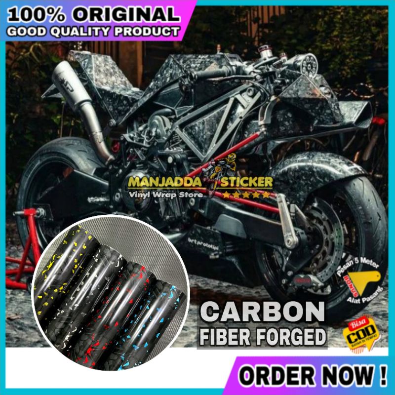 Permeter stiker carbon forged premium super glossy bahan lentur mudah dipasang