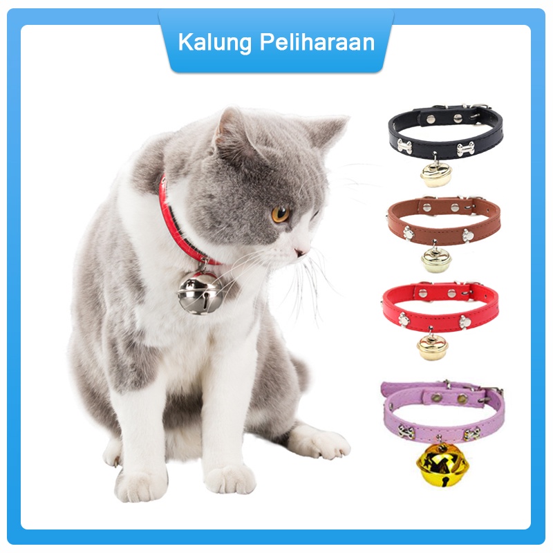 Pet Collar Kalung Kucing Anjing Kulit Dengan Lonceng Kalung Collar Anjing Kucing Pet Collar Kalung Lonceng Anjing Kucing Kulit