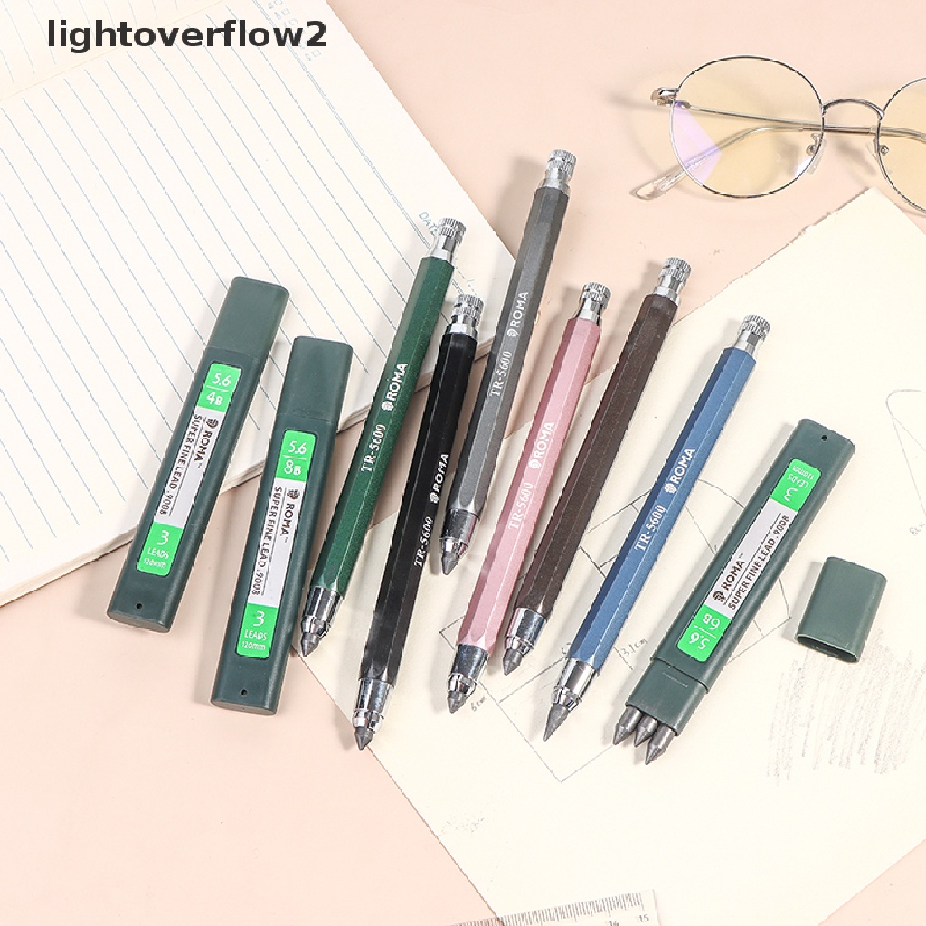 (lightoverflow2) Pensil Mekanik Otomatis 5.6MM + Arang Graphite 4B 6B 8B