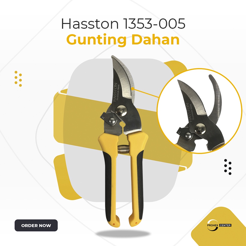Hasston Prohex Gunting Dahan Ranting Stek Bunga Taman 8 Inch 1353-005 Stainless Steel