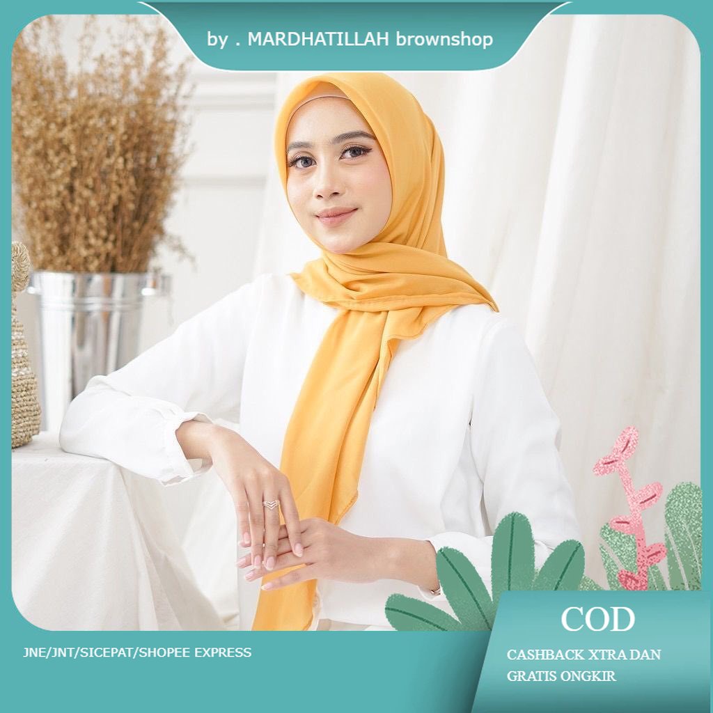 Kerudung Jilbab Segi Empat BELLA SQUARE Polos Bahan Double Hycon ( Pollycotton ) Premium Jahit Tepi 