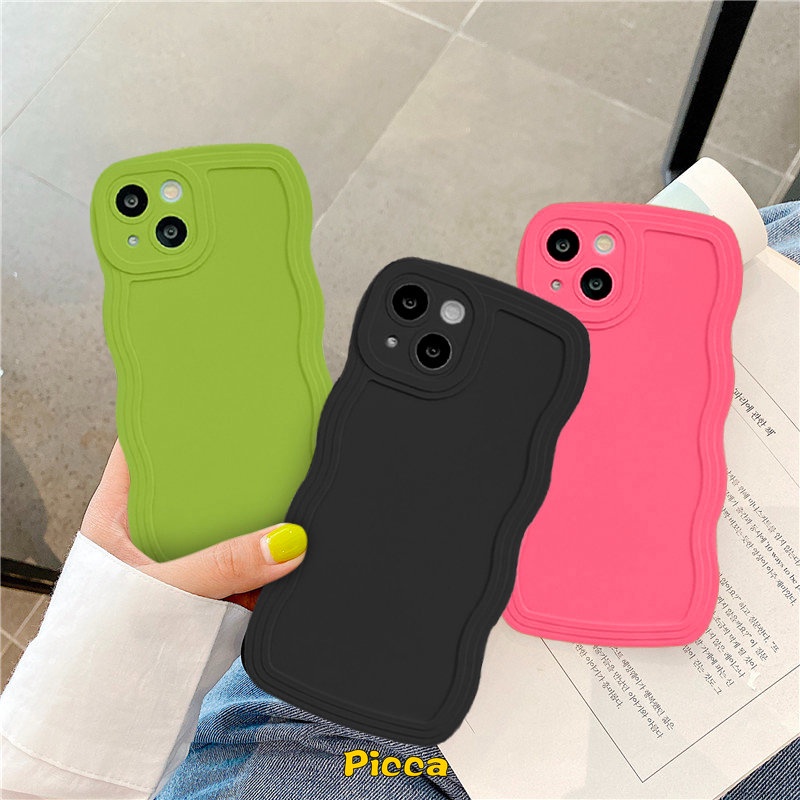 Casing Redmi 12C 9 10 9T 9A 9C 10A 9C NFC Redmi Note 11 Note10 Note9 Note8 Note 10s Note 11s Note 10 Pro Max Plus Casing Warna Permen Padat Simple Shockproof Wave Edge Soft Cover