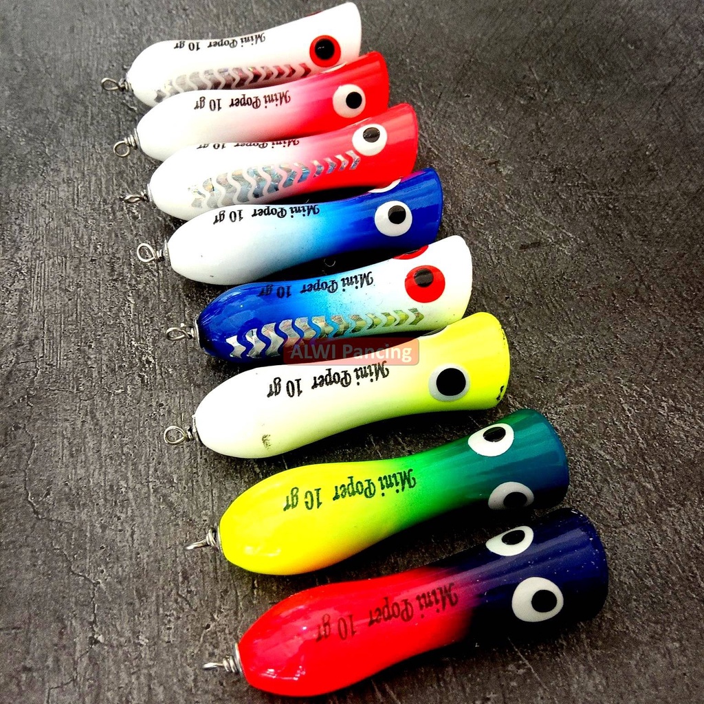 UMPAN PANCING POPPER KAYU 10gr / 8cm ~ MINI POPPER HANDMADE