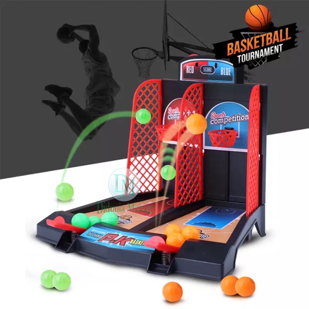 Mainan anak tanding lempar bola basket board finger game set shooting basketball