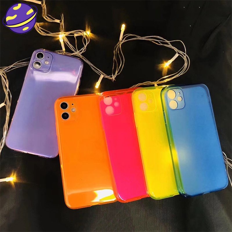 Soft Case Transparan Fluorescent Cover iPhone 13 12 11 Pro X XS Max XR