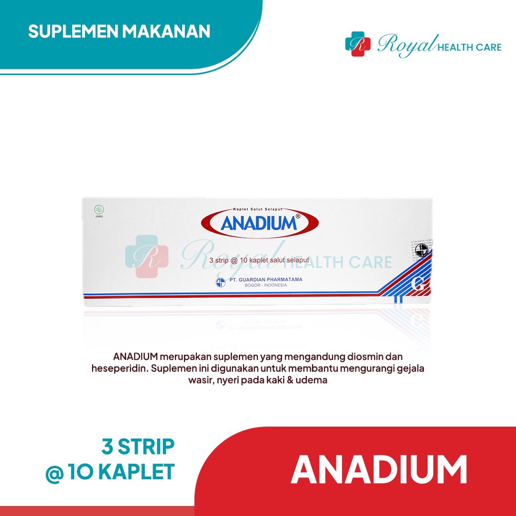 ANADIUM STRIP 10 KAPLET Mengurangi Gejala Wasir, Nyeri Kaki dan Bengkak