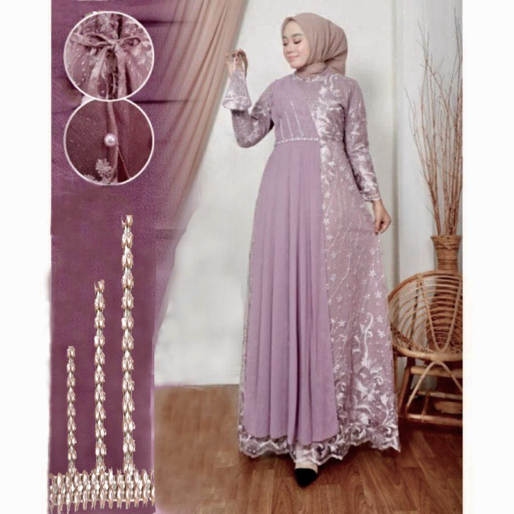 Gamis NAILA Gamis Brukat Terbaru Baju Wanita Jumbo Abaya Kebaya Dress Muslim Gamis Kondangan Dress Kondangan Size M L XL XXL 3L