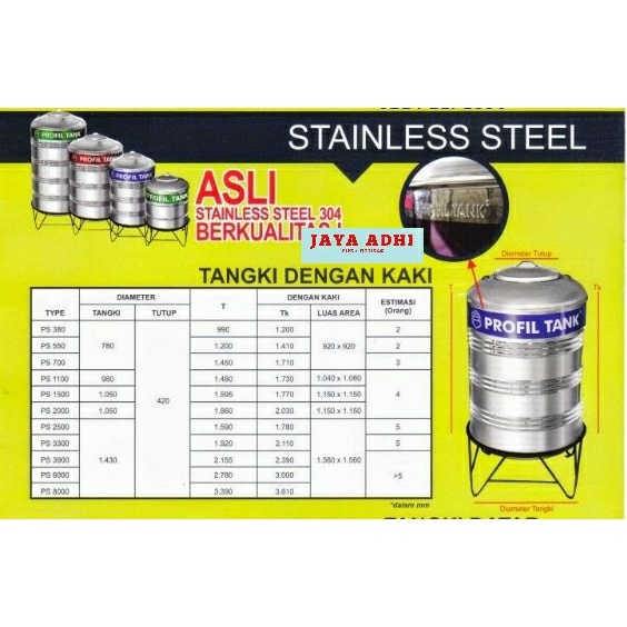 Tangki / Tandon Air Stainless Profil Tank PS 2000