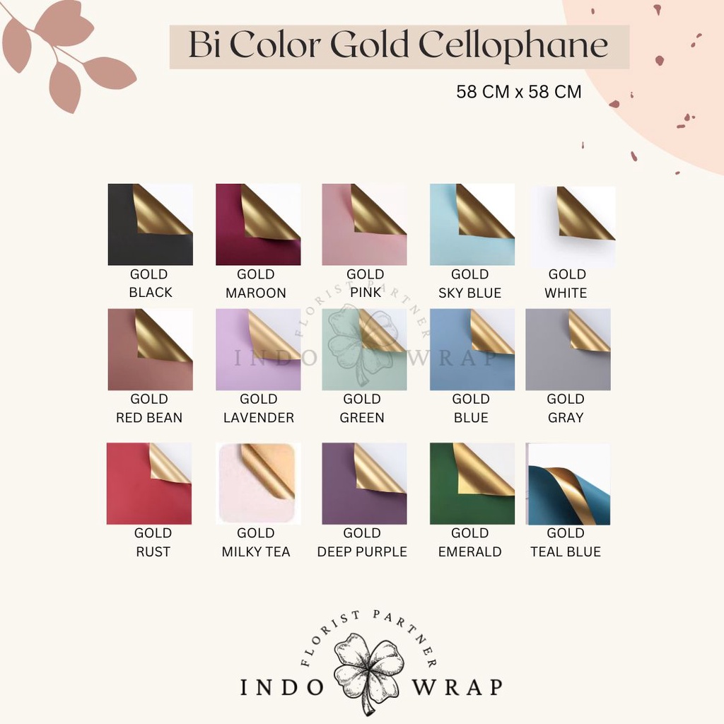

KERTAS FLOWER WRAPPING BI COLOR GOLD CELLOPHANE ECER KERTAS BUKET BUNGA HAND BOUQUET