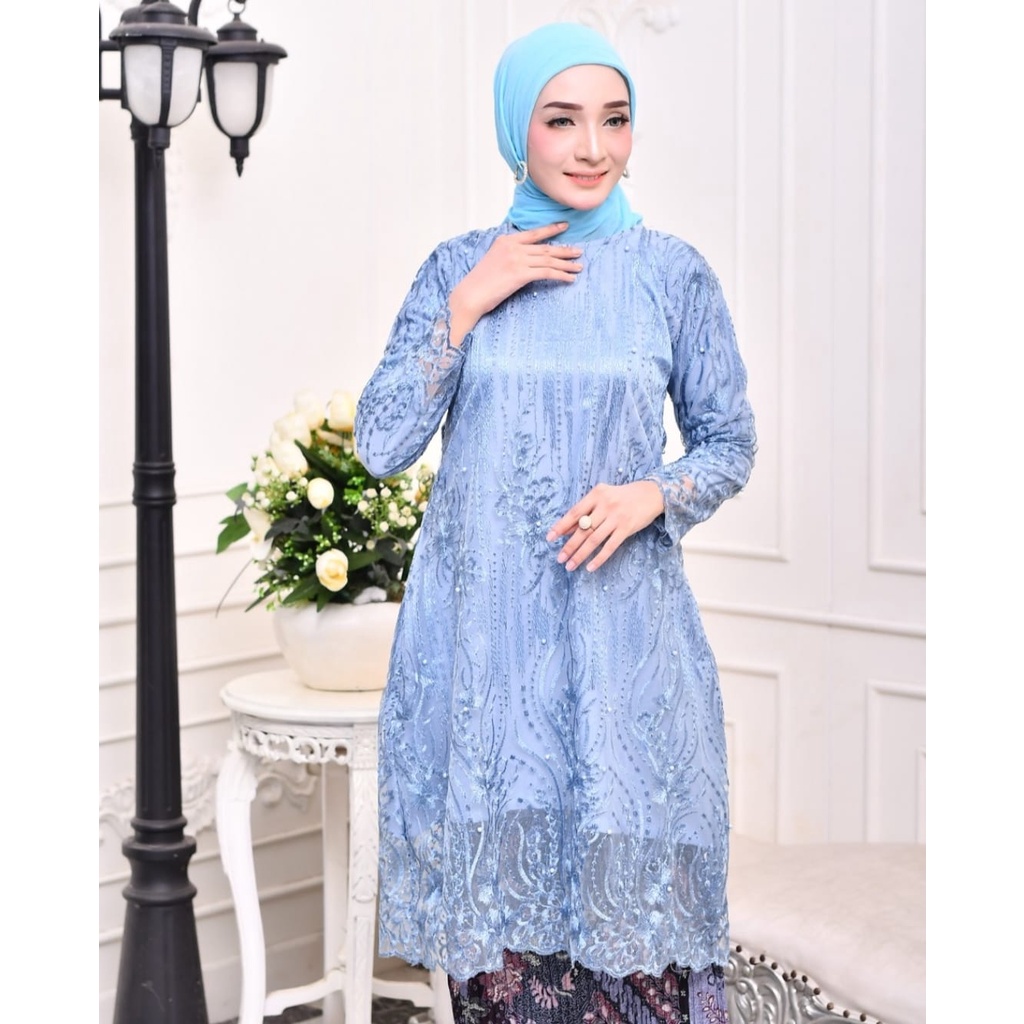 Tunik Tile Mutiara Terbaru//Kebaya//Kebaya Modern//Kebaya Wisuda//Kebaya Pesta Free Masker//Kebaya Brukat Terbaru Kekinian//Kebaya Tulle Bordir Harga Promo