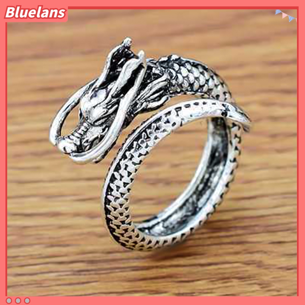 Bluelans Vintage Open Engraving Men Dragon Shape Domineering Ring Jewelry Accessory