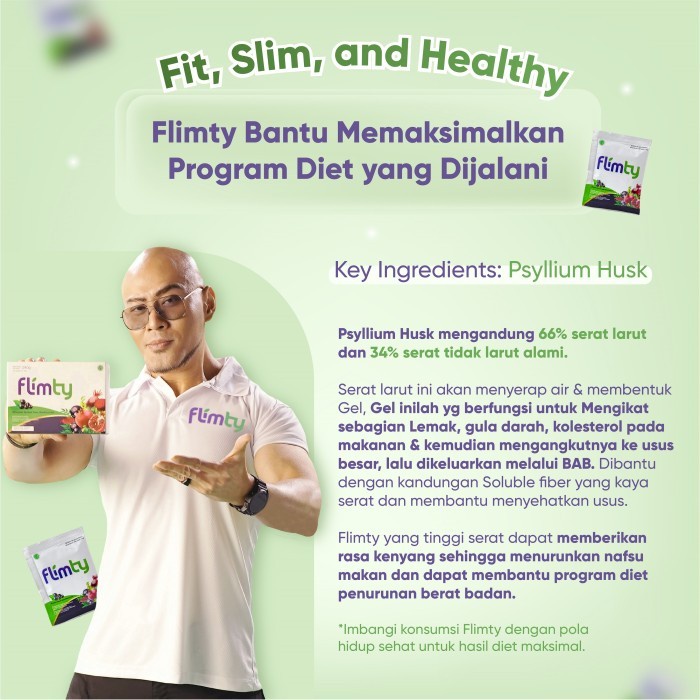 Flimty Fiber Minuman Suplemen Diet Pelangsing Ampuh Original 5 Sachet