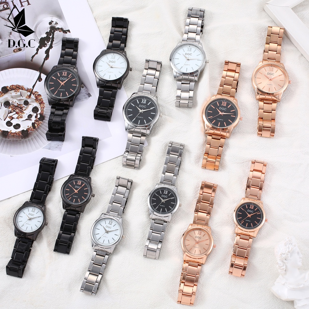 Women Jam Tangan Wanita Stainless Steel Rantai Crystal Kristal Couple Murah C95