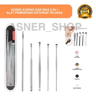 Image of Korek kuping Alat Pembersih kotoran telinga ear wax 5 in 1 Stainless steel besi earwax