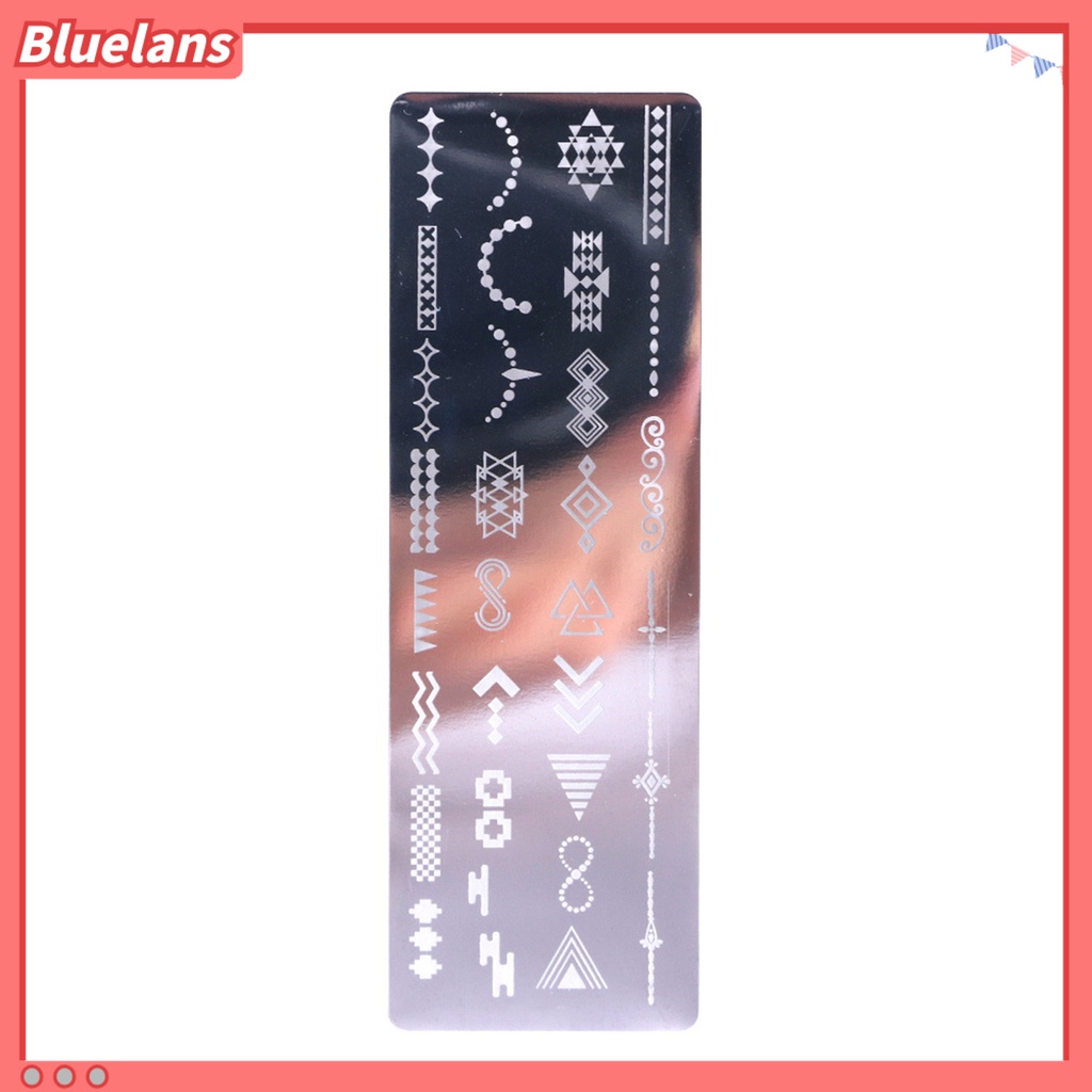 Bluelans Plat Stempel Nail Art Motif Bunga / Daun Bahan Stainless Steel Untuk Manicure DIY