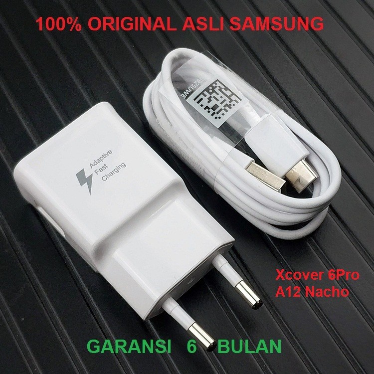 Charger SAMSUNG Xcover 6 Pro A12 Nacho Fast Charging 15W Original - Hitam