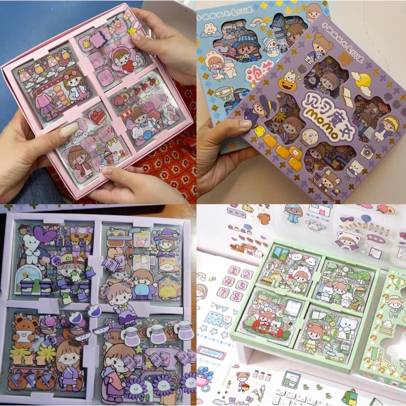 sticker 100 Lembar Stiker Viral Waterproof Motif Kartun Korea Lucu Anti Air Dekorasi Handbook Scrapbook DIY