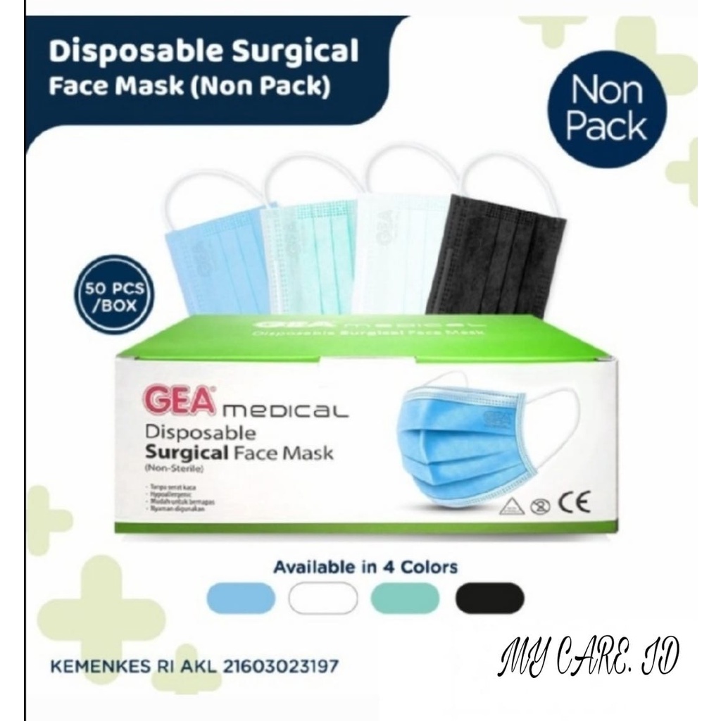 Jual Masker GEA Medis - Surgical Face Mask Disposable GEA 3 Ply Isi ...