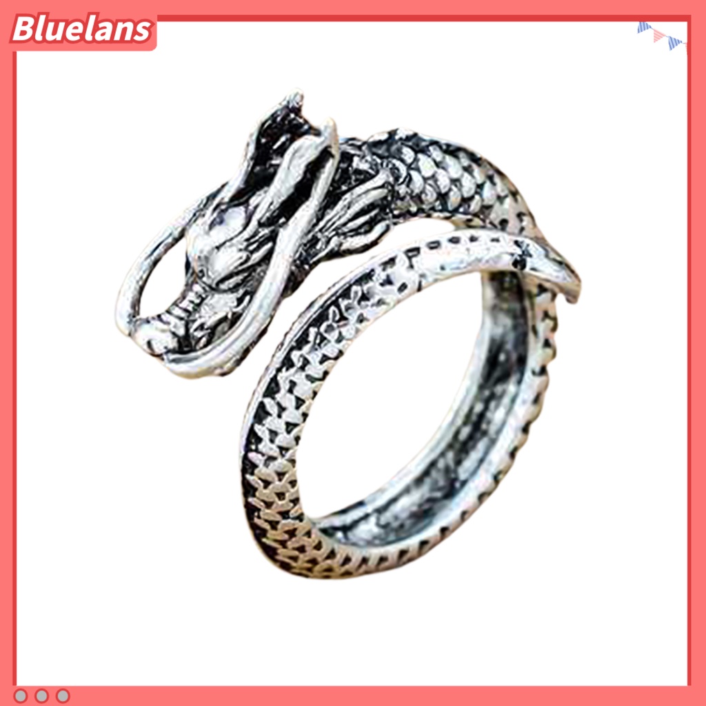 Bluelans Vintage Open Engraving Men Dragon Shape Domineering Ring Jewelry Accessory