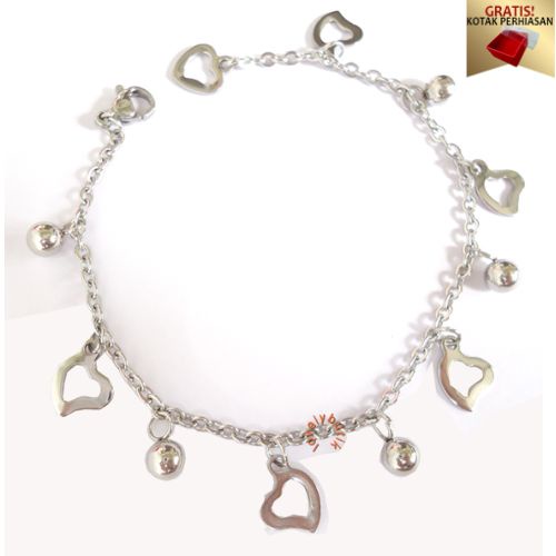 Gelang Tangan Wanita Titanium anti karat Love Gelang Kaki Anti Luntur Model Terbaru Bonus Kotak Perhiasan - Lovelybutik