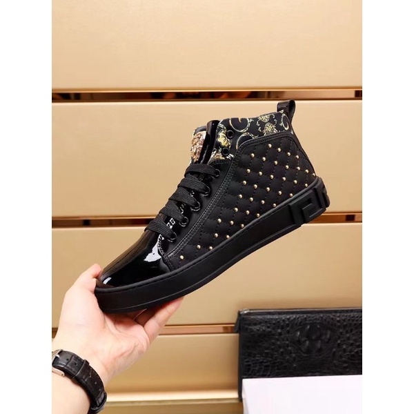sepatu boot pria vers4ce sneaker high top cowok men shoes hitam terlaris P1SHOES