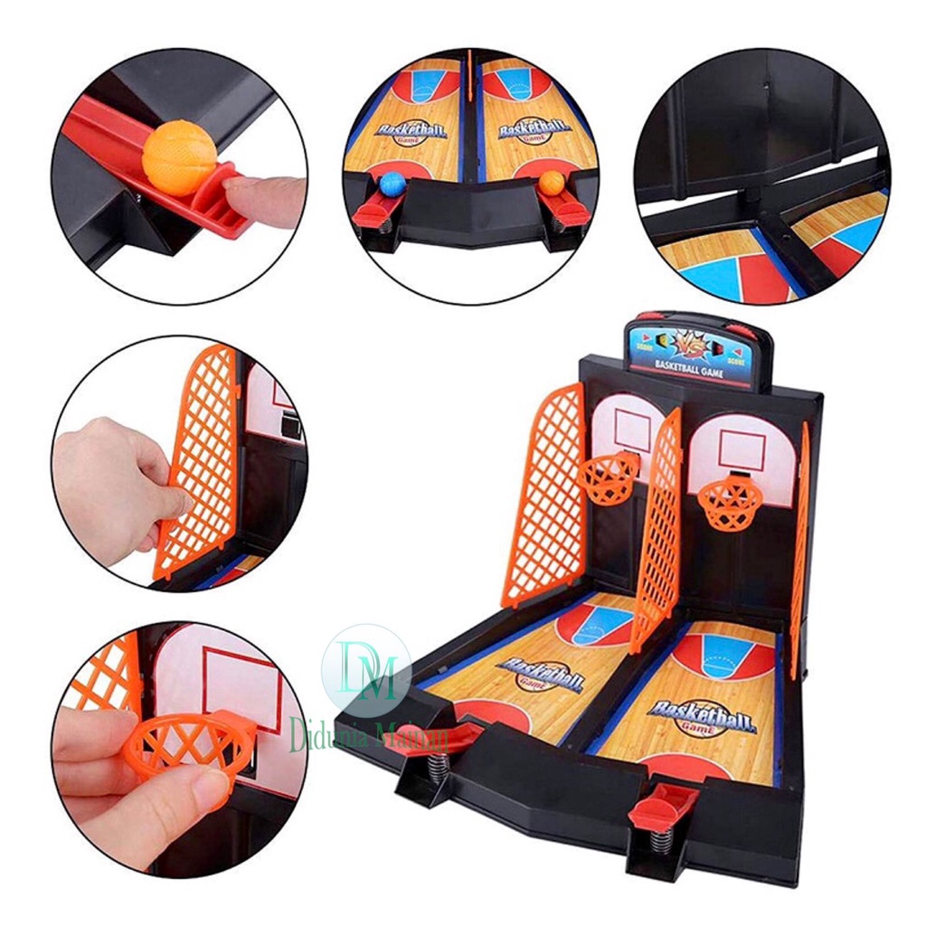 Mainan anak tanding lempar bola basket board finger game set shooting basketball