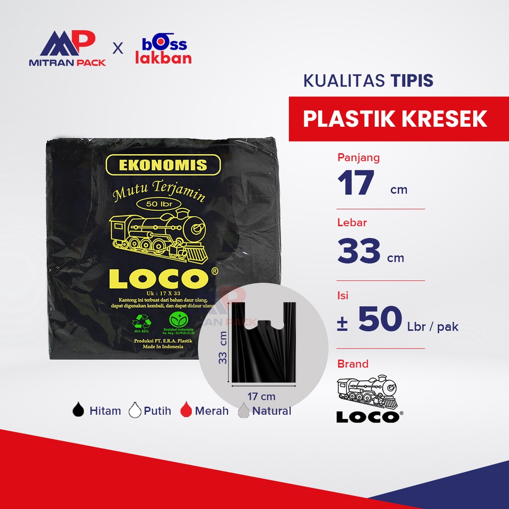 Kantong Plastik Kresek Loco Ekonomis TIPIS ukuran 17 x 33 cm