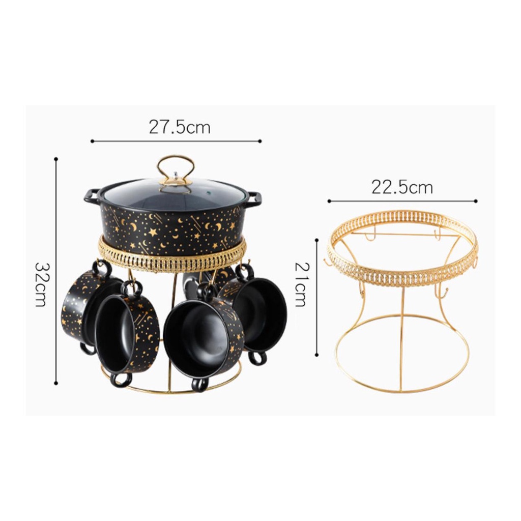 Mangkok sup keramik prasmanan panci sup set