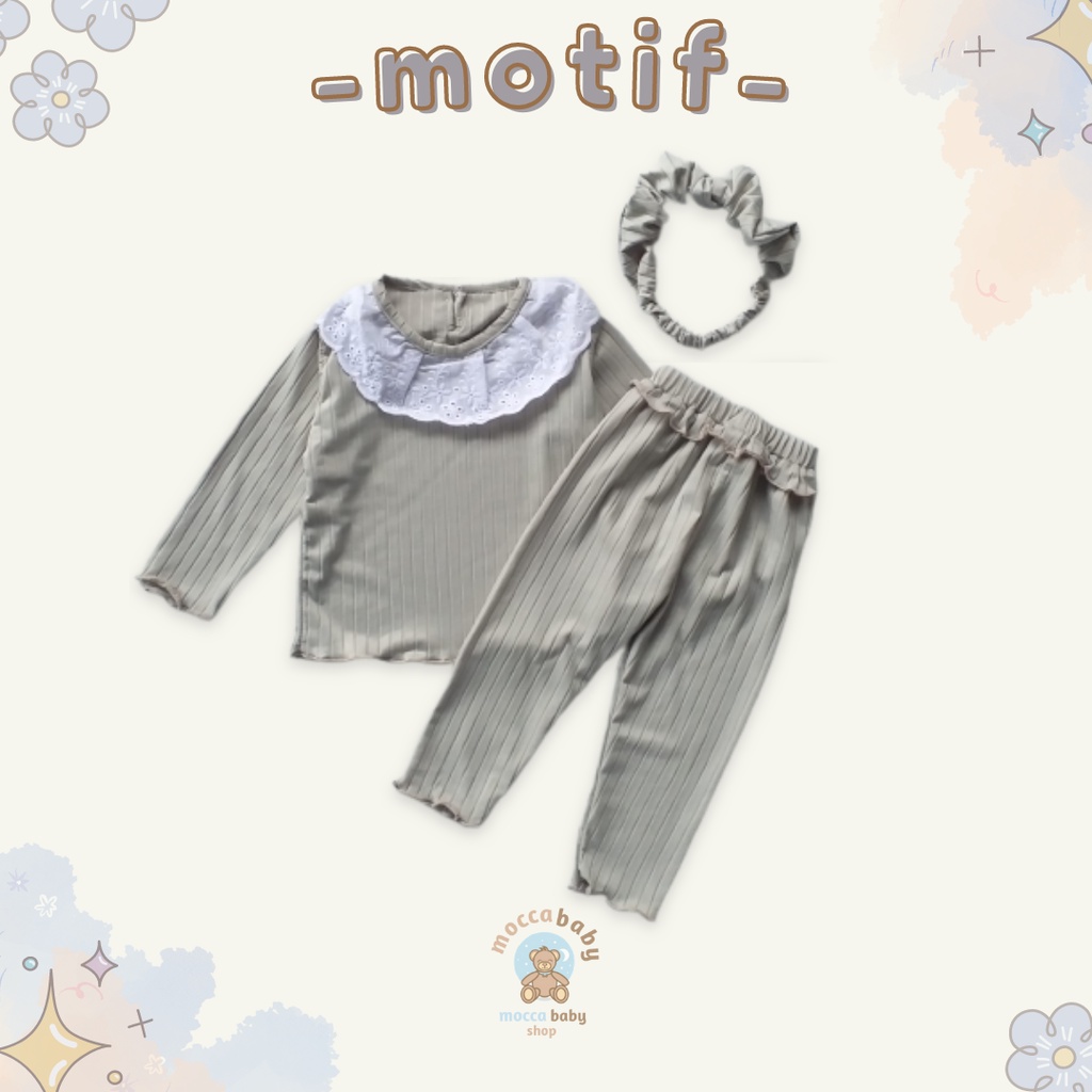 MBSS - BBB CLOVER setelan anak perempuan jumper bayi polos lucu free headband