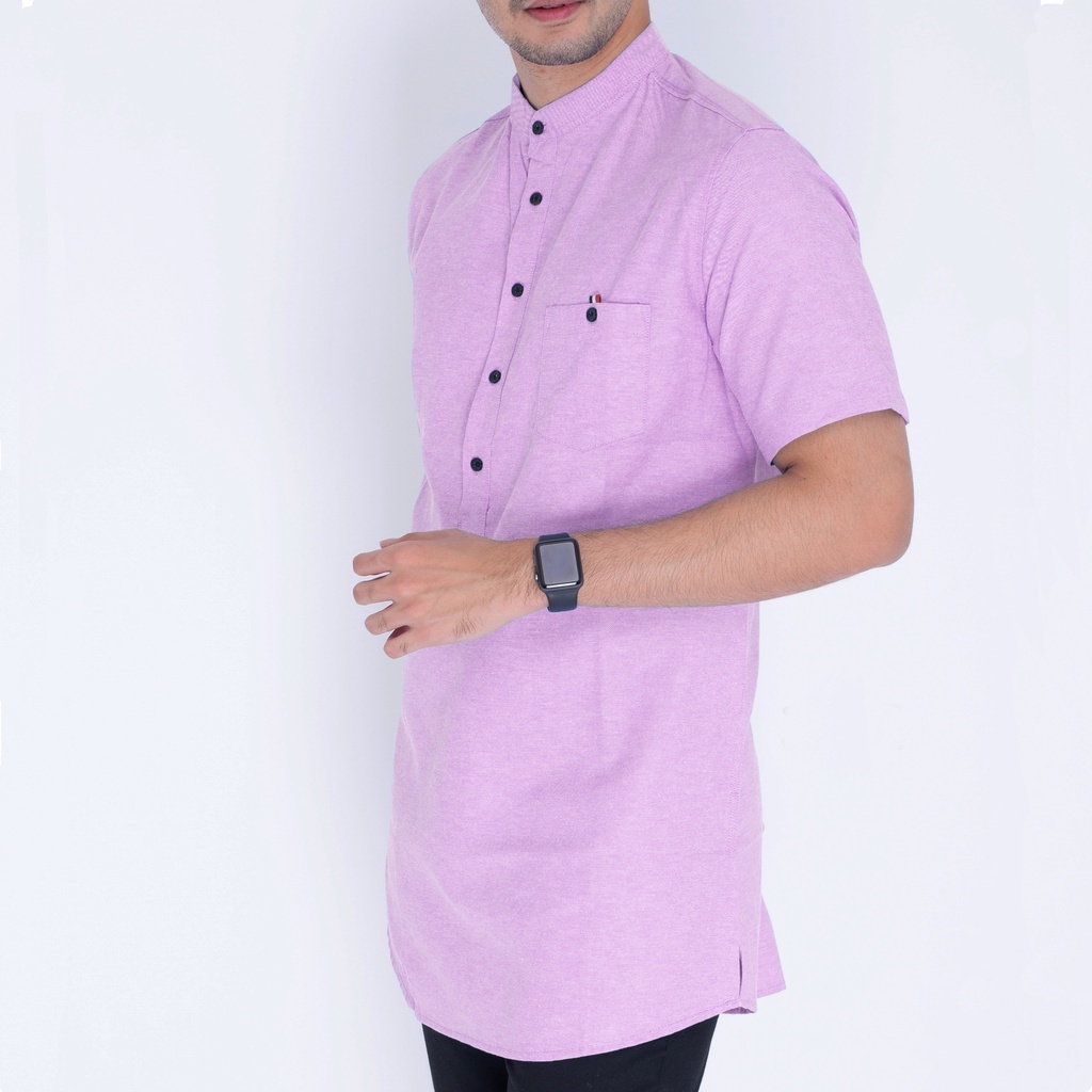 3135 Kurta Lengan Pendek Lilac Murah Cotton Oxford Premium