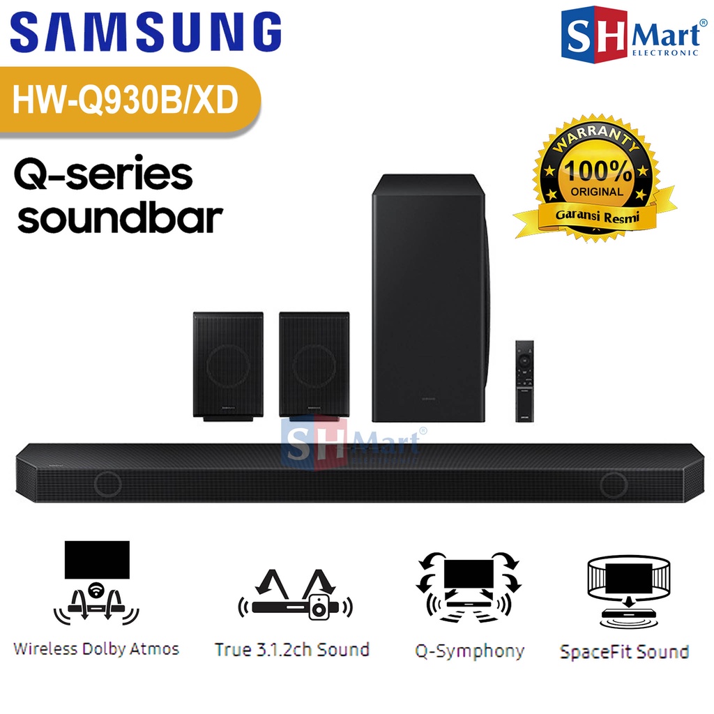 SOUNDBAR SAMSUNG 9.1.4 CH WIRELESS DOLBY ATMOS I HWQ930B GARANSI RESMI