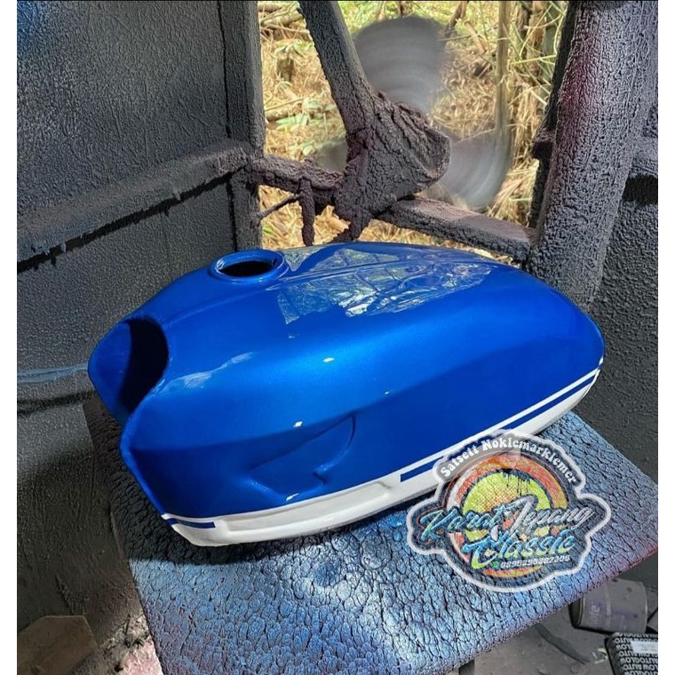 TANGKI CB 100 CB GLATIK PRESS KUDUSAN DETAIL ORIGINAL BIRU