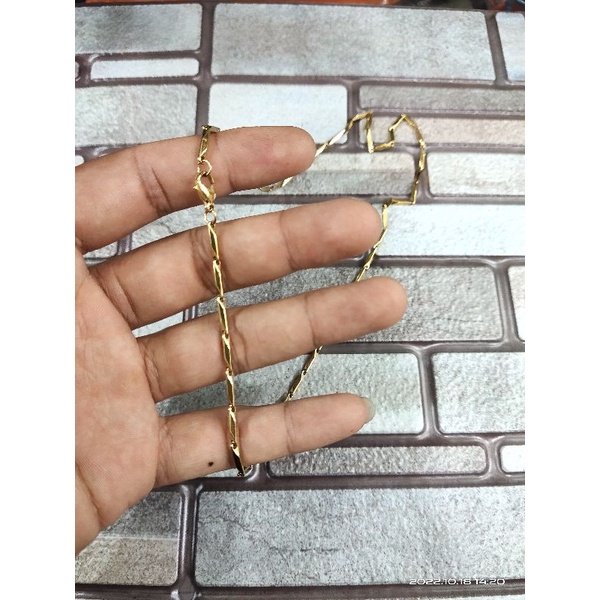 Termurah!!! kalung titanium / stainless motif padi warna gold tidak karat panjang 50cm