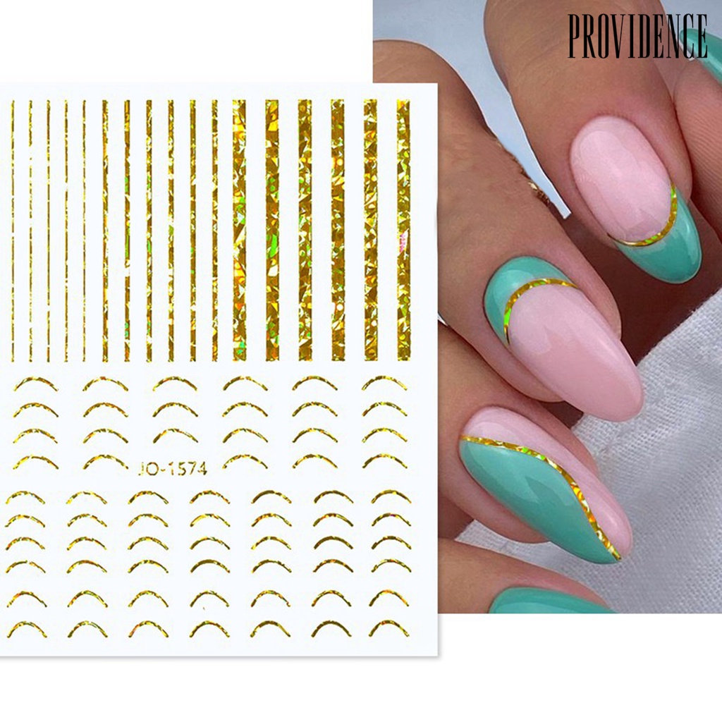 Providence Stiker Kuku Ultra Tipis Motif Garis Asimetris Untuk Nail Art / Manicure / Salon