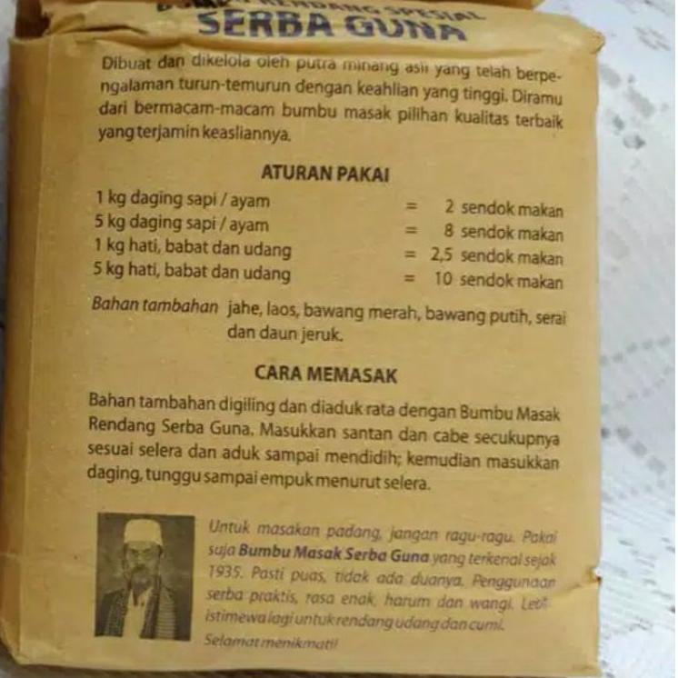 

10.10 BUMBU BUBUK RENDANG SPESIAL ISI 200 GRAM BRAND SERBA GUNA 
