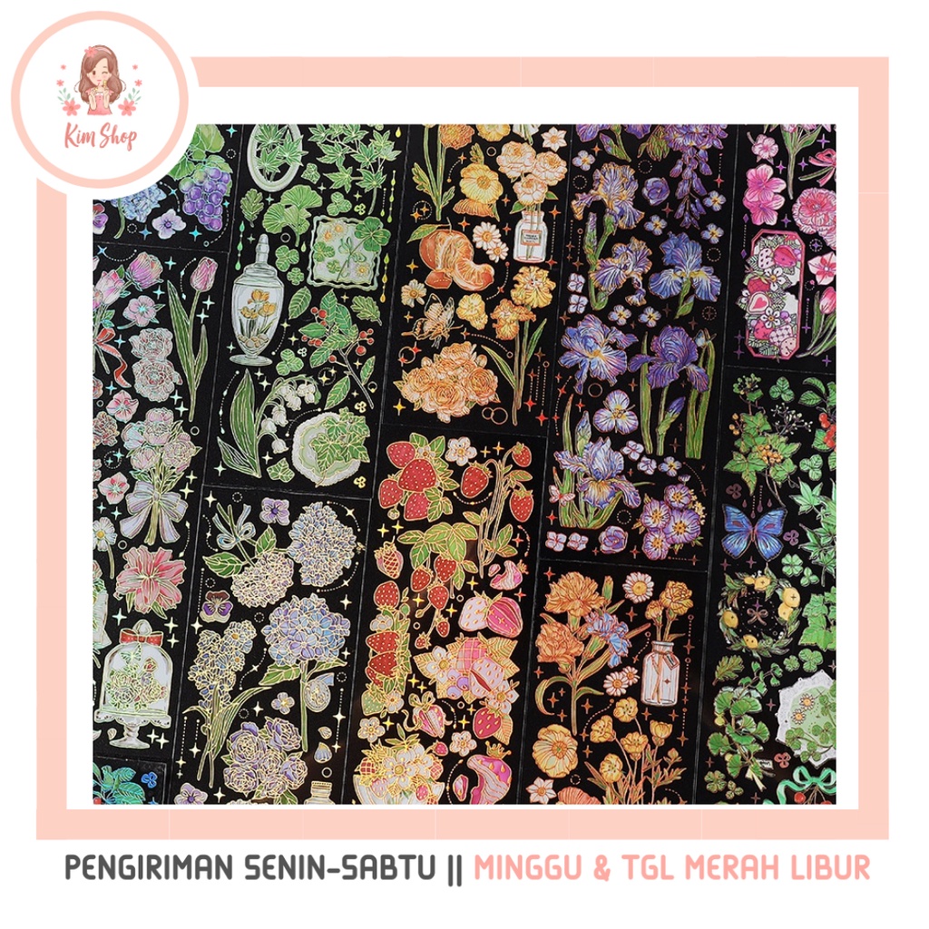 

KIM SHOP - 1 Lembar Stiker Foil Emas Motif Bunga Retro Untuk Dekorasi DIY Kawai Scrapbook Jurnal Diary