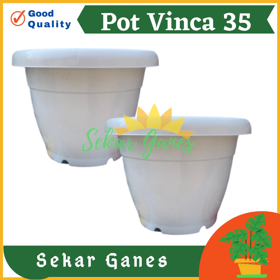 PROMO Pot Gentong VINCA 35 Putih Pot Tanaman Plastik Bunga Jumbo Pot Bunga Plastik Besar 30 dan 35 GBL Cemara Warna Putih - Pot Tanaman Hidup