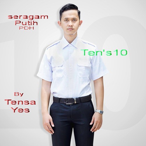 DISKON COD seragam Pns putih pria bhn charlene (katun tebal) - Putih Super, XXL