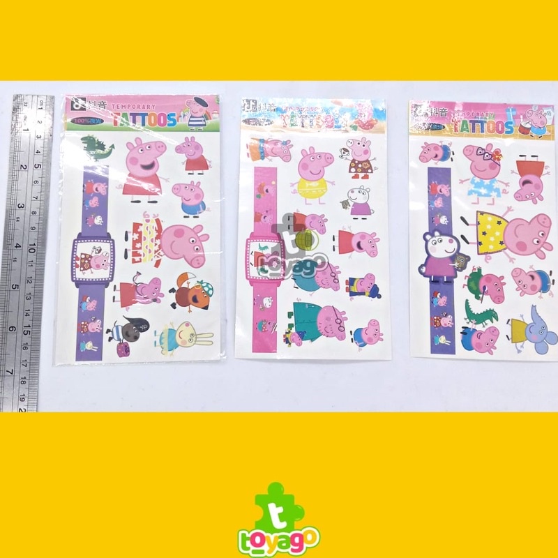 Stiker Tato Karakter Peppa Pig/Sticker Tatto Temporary Isi 20pcs Grosir Murah