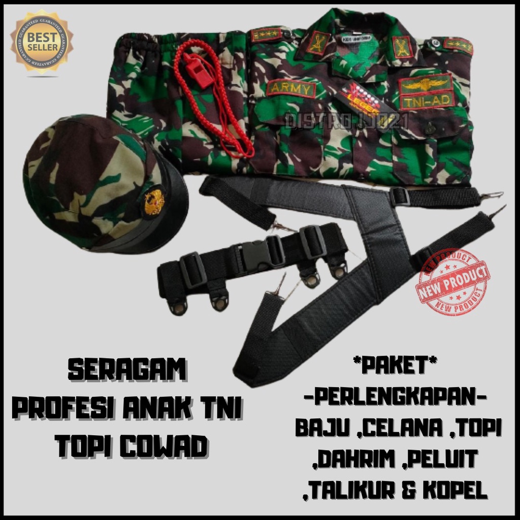 PROFESI ANAK POLISI TNI LORENG KOMPLIT DAHRIM KOPEL SERAGAM TNI ANAK KOMPLIT TOPI RIMBA KOMANDO BARET MERAH BARET HIJAU PET KOWAD COSTUM TNI MURAHSTELAN ANAK LORENG