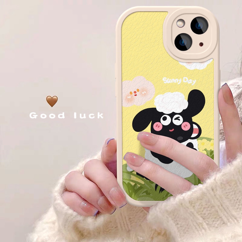 Case Pelindung Lensa Bulat Motif Domba Bahan Silikon Untuk iPhone 11 12 13 14 Pro Max X XS Max XR 7 8 14 Plus SE 2020 2022