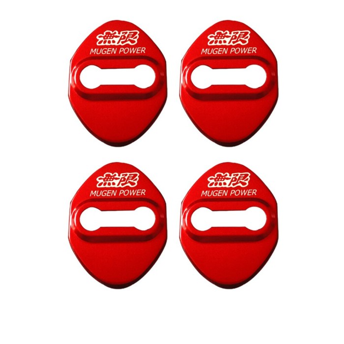 [BISA COD] 1 Set Door Lock Cover Mugen Stainless Honda Hrv Brv Brio Accord Freed - Red / Perlengkapa