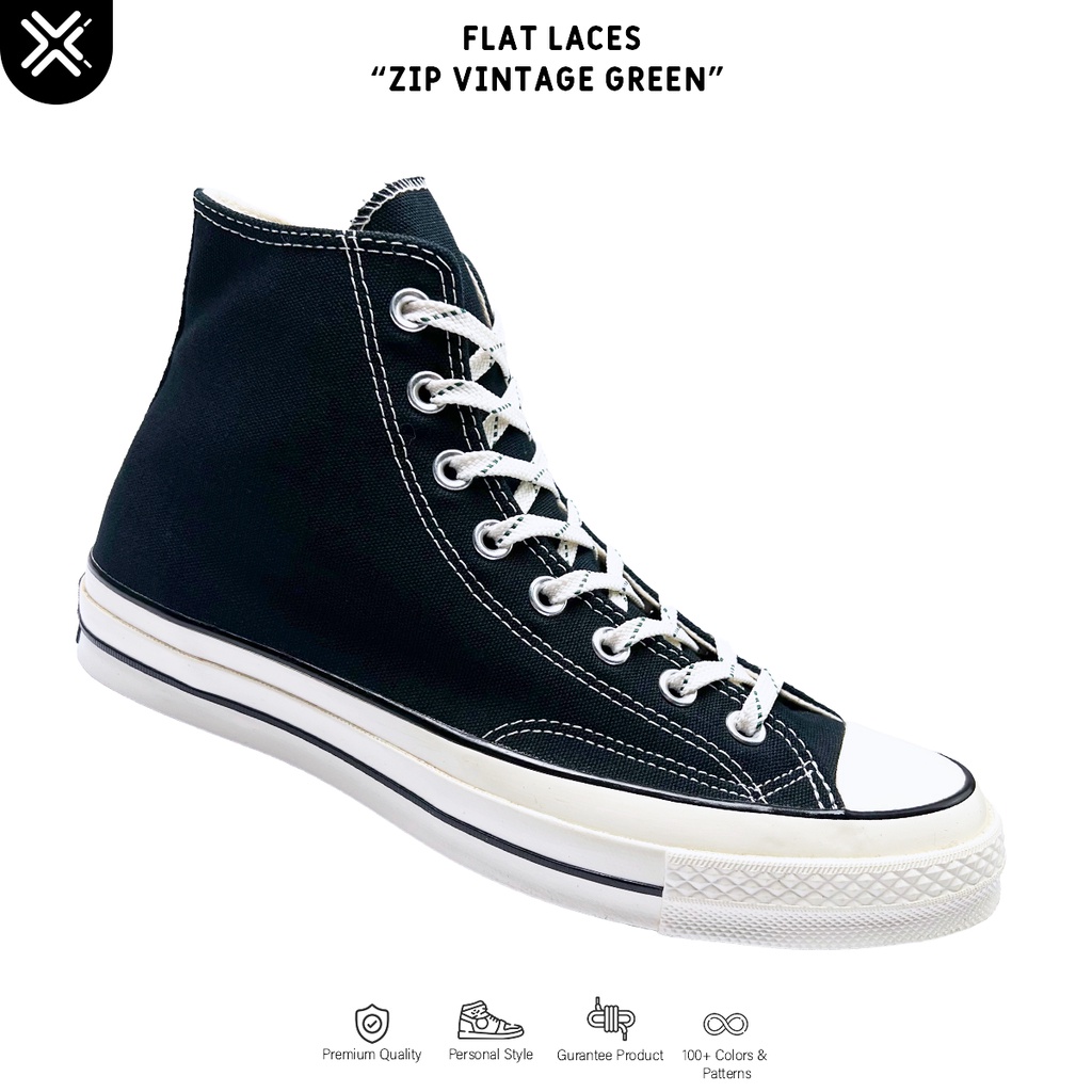 TALI SEPATU GEPENG PUTIH MOTIF ZIP WHITE/BLACK | PREMIUM SHOELACES