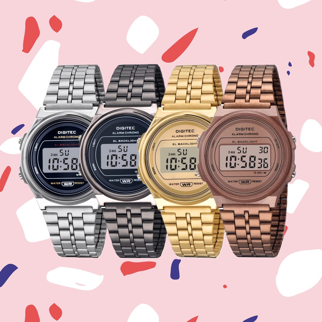 Digitec MDG-6063R Jam Tangan Wanita Digital Original Stainless Steel