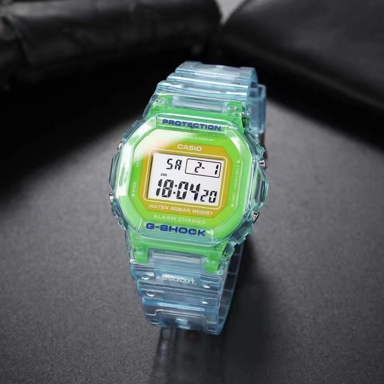 Jam Tangan DW Casio G-Shock DW-5600-LS-2 Green Light Skeleton Autolight Waterproof Watch