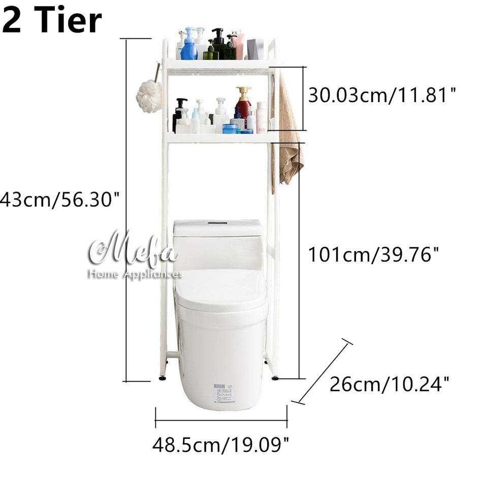 Harga Bagus--Rak Sabun Kamar Mandi Plastik Dua Susun Portable Toliet Organizer Tempel / Rak Kloset K