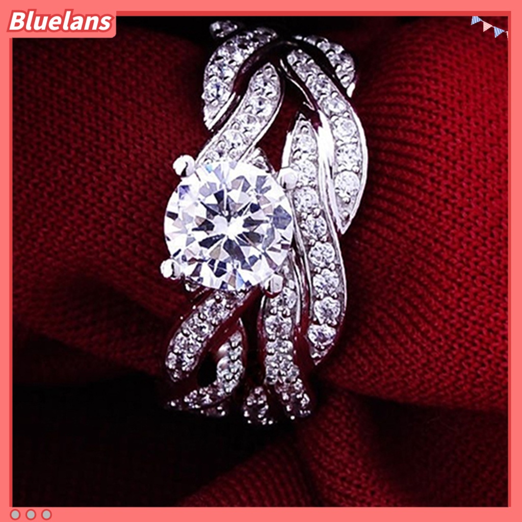 Bluelans 2Pcs Women Ring Cross Design Decorative Jewelry Accessories Rhinestone Inlaid Ring