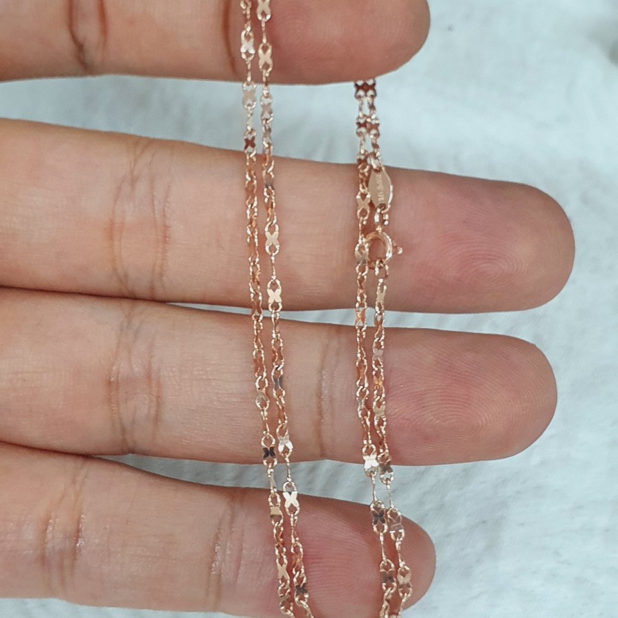 kalung model rantai infinity variasi pendek rose emas 75% 750 75 % 17k