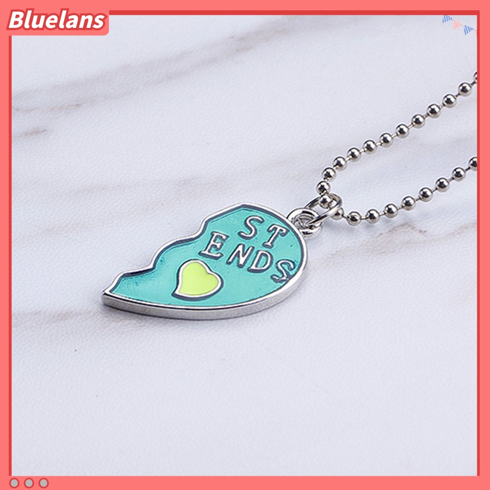 Bluelans 2Pcs Women Necklace Half Heart Splice Best Friends Alloy Friendship Pendant Matching Necklace Jewelry